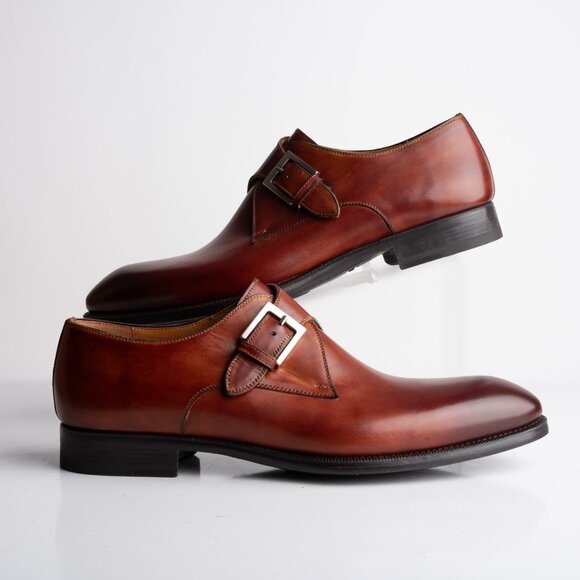 Magnanni Mens Wooten Monk Strap Loafers in Cognac Brown Sz US 11.5 EU 44.5 NWB main image 8